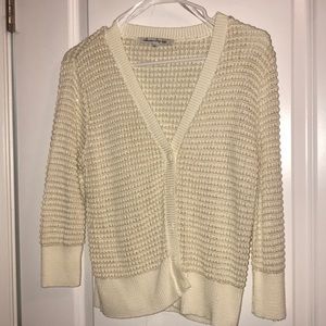 Cream colored cardigan with gold detailing